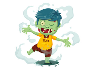Vector illustration of Cartoon Zombie. Character zombie halloween day