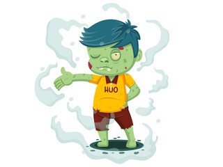 Vector illustration of Cartoon Zombie. Character zombie halloween day