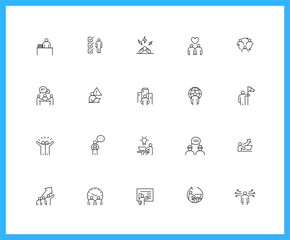 Collection of UI UX linear icons and color icons. work, people, connect, business, love. Set of link, stress symbols drawn with thin contour lines. Vector illustration.
