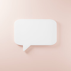 Speak bubble text, talk chatting box, thinking sign symbol, message box outline cartoon, Speech bubble icon on pink pastel background, 3D rendering illustration