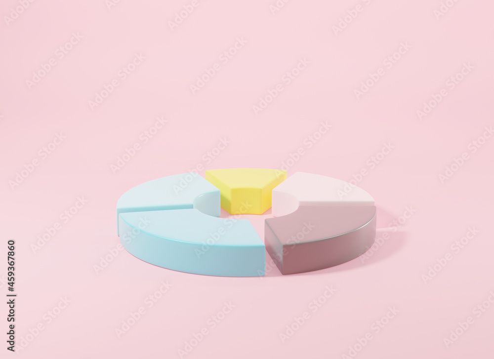 Aufkleber donut chart graph growth diagram infographics elements analysis on pink background, business info em