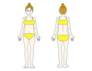 女性の全身イラスト　 美容　 ベクターイラスト