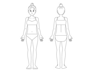 女性の全身イラスト　 美容　 ベクターイラスト