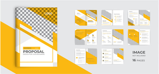 16 pages Modern corporate brochure design, minimalist corporate multipage brochure layout