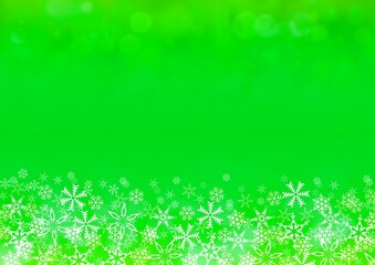 Fototapeta na wymiar 緑色の雪の結晶のフレーム背景