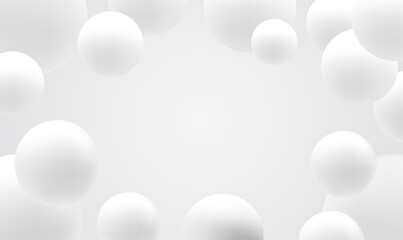 Fototapeta na wymiar Snowy white balls. White ball abstract background. Realistic 3d background with organic spheres. Abstract background with dynamic 3d spheres. Trendy cover or banner design template. Vector EPS10.