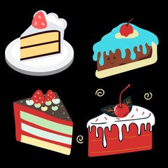 set of cakes and sweets
