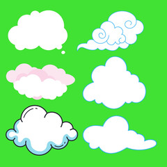 set of clouds on a blue background