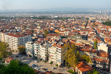 Fototapeta na wymiar Bursa cityscape view from Tophane District, Turkey.