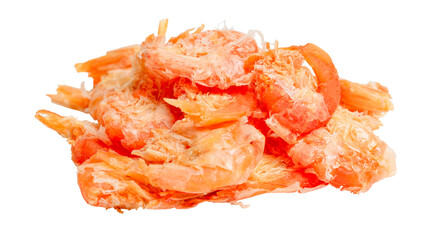 Big size dry shrimps on white background.