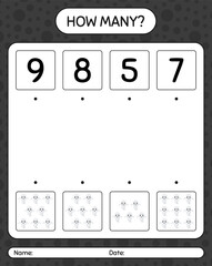 How many counting game with ghost. worksheet for preschool kids, kids activity sheet