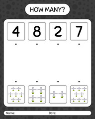 How many counting game with tombstone. worksheet for preschool kids, kids activity sheet
