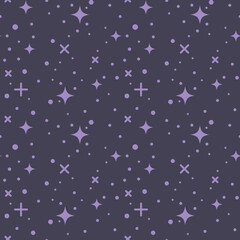 Purple Sparkle Stars Seamless Background