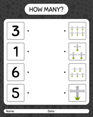 How many counting game with tombstone. worksheet for preschool kids, kids activity sheet