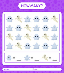 How many counting game with halloween icon. worksheet for preschool kids, kids activity sheet