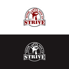 Vintage logo struggles, Vector Logo Cap Design Hand label clenched