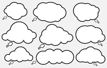 Set speech bubbles on white background. chat box or chat vector doodle message or communication icon Cloud speaking for comics and minimal message dialog