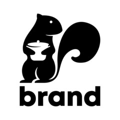 negative space squirrel hold pot logo design.