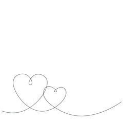 Hearts love line drawing vector illustration