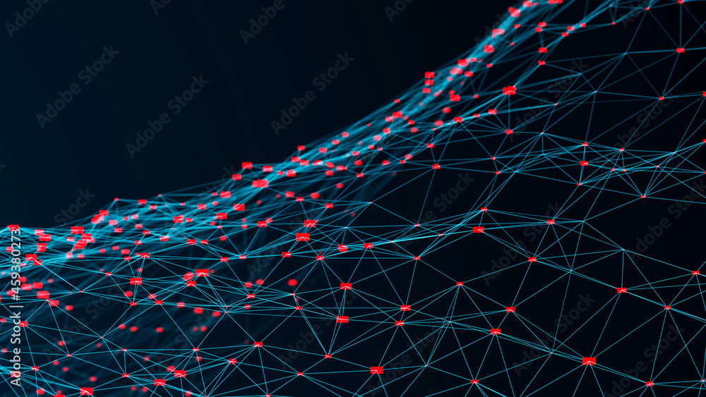 Poster Big Data visualization. Data technology illustration. Science background. 3D
