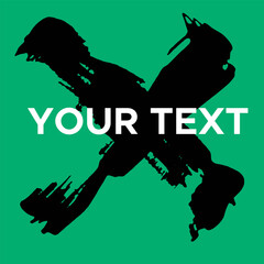 Vector Cross Shape on Green. Black Cross Stamp. Icon, Logo, Banner Design.