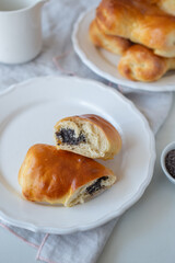 Traditional home made crescent rolls with poppy seeds