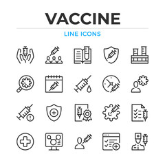 Vaccine line icons set. Modern outline elements, graphic design concepts, simple symbols collection. Vector line icons