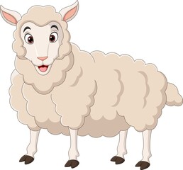 Cartoon funny lamb on white background