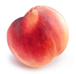 Peach fruit  isolated on white background, Fresh Peach on White Background With clipping path.