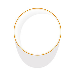 Glass of milk in cartoon style top view. Vector illustration