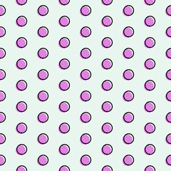 pink and black stroke polka dots geometric circle on light green color seamless pattern for background, wallpaper, banner, label, texture, textiles vector design