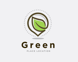 Pin location leaf nature eco green logo icon symbol illustration