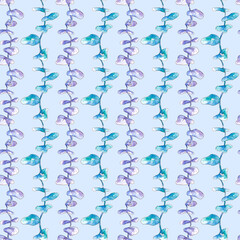 Fototapeta premium Hand drawn watercolor winter seamless pattern with plant. Botanic illustration.