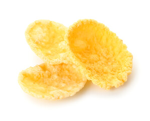 Delicious cornflakes on white background