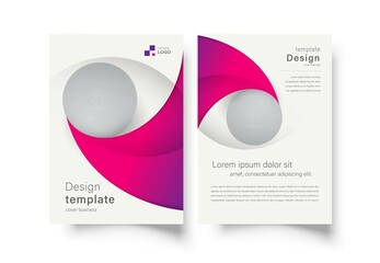 Flyer design template cover curves and circle shadows