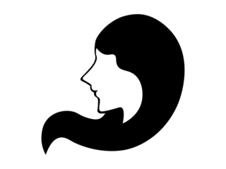 女性横顔モノクロ