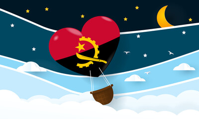 Heart air balloon with Flag of Angola for independence day or something similar 