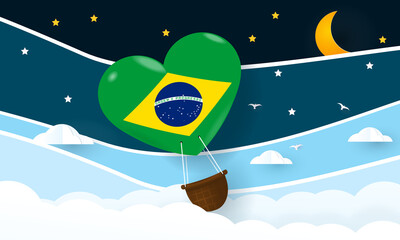 Heart air balloon with Flag of Brazil for independence day or something similar 