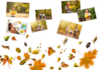 Fototapeta na wymiar conceptual collage of pictures on the bright autumn theme