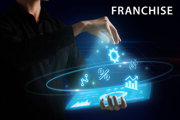 Business, Technology, Internet and network concept. Young businessman working on a virtual screen...