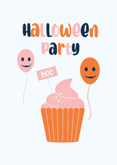 Kids halloween party invitation card vector design
