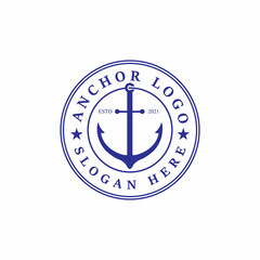 Anchor, nautical symbol, vintage Retro logo design for boat ship nautical transport