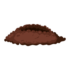 Hole in the ground, burrow. Pile dirt. Vector illustration cartoon style
