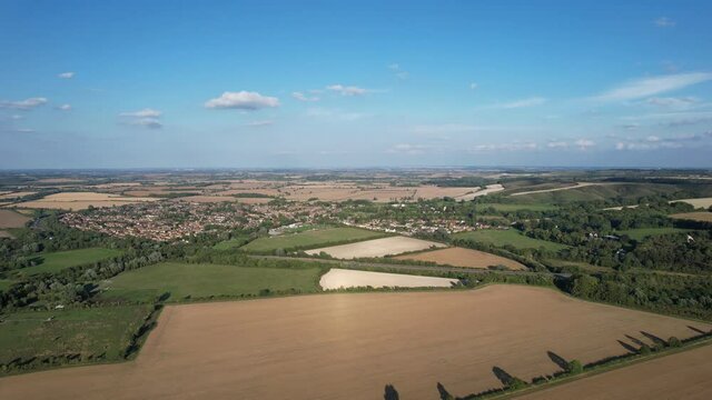 Beautiful Aerial View of Rural Area of Great Britain England, drone footage