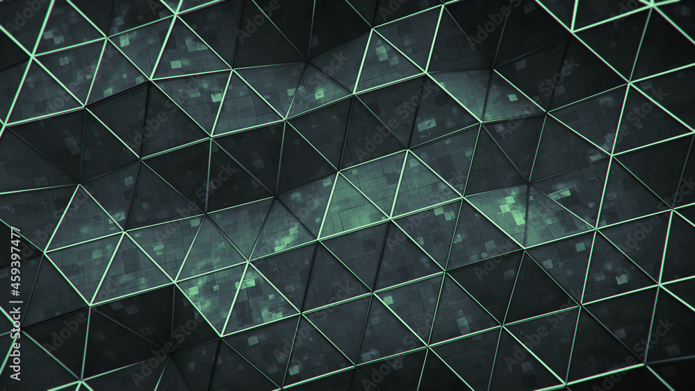 Poster grunge polygonal shape with hi-tech surface 3d rendering illustration