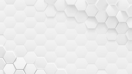 White geometric hexagonal abstract background 3D render