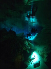 Dos Ojos Cenote , Underwater Cave diving in Yucatan Mexico
