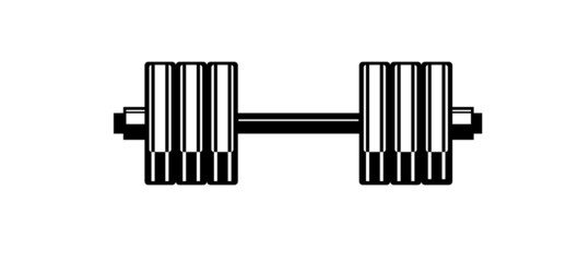 Type setting dumbbell. Iron for strength training. Sports equipment for athletes. Isolated on white background. Symbol, icon. Monochrome Stencil Illustration Vector