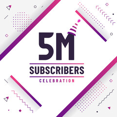 Thank you 5M subscribers, 5000000 subscribers celebration modern colorful design.