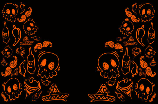 background october traditional mexican, skull and food